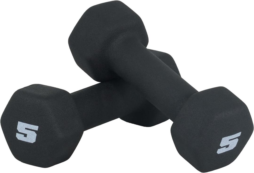 CAP Barbell 5 LB Neoprene Dumbbell Hand Weights - Pair | Black
