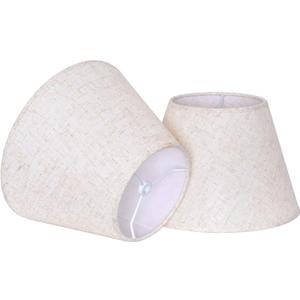 2 Pack Beige Small Lamp Shades for Table Lamps, 6" Top x 10" Bottom x 7" High Barrel Lampshades, Linen Fabric Lamp Cover Replacement, Spider Fitter for Harp and Adapter, 6x10x7 Inch Retro Decor(Beige)