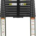 RIKADE Telescopic Ladder, 10.5 ft Aluminum Telescoping Ladder with Non-Slip Feet and Stable Hook, Portable Extension Ladder for Household and Outdoor Working, Max Load 330 lb, Black