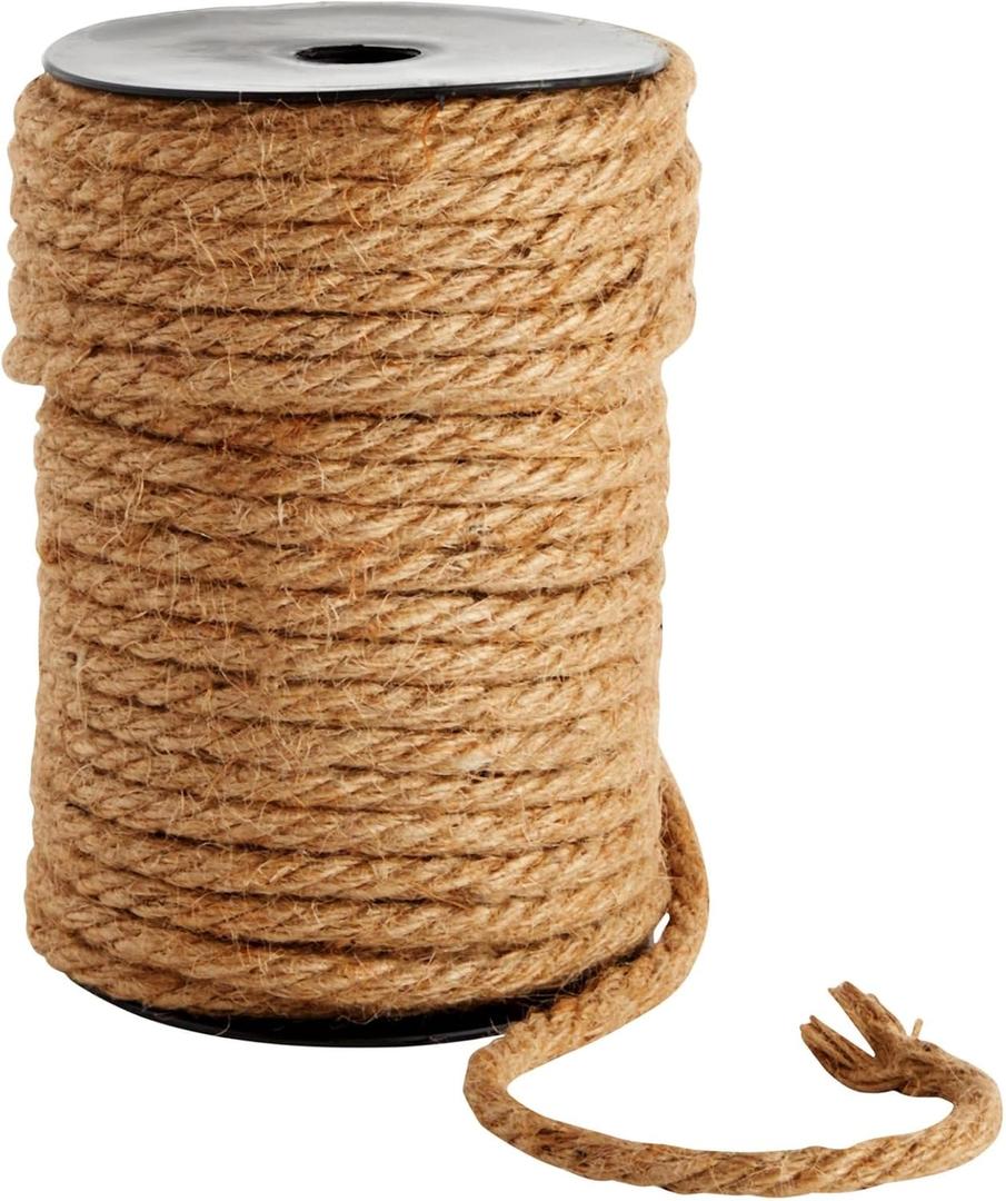 100 Feet Nautical Rope for Crafts, 6mm Thick Jute Twine (Brown)