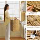 GREENSTELL Laundry Hamper with Lid, 90L Clothes Hamper with 2 Removable Liner Bags & 2 Mesh Laundry Bags, Handwoven Synthetic Rattan Laundry Basket for Clothes, Toys in Bathroom, Bedroom Natural