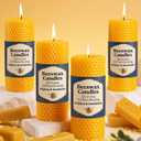 4 Pack Beeswax Candles, Pure Natural Beeswax Pillar Candles-80 Hours Long Burning,Organic Bees Wax Candles for Home,Paryer,Parties,Unscented Dripless Smokeless Beeswax Candle Bulk 2x5in