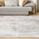 Abstract 6x9 Area Rug: Machine Washable Non Slip Ultra Thin Low-Pile Carpet, Soft Stain Resistant for Living Room Bedroom Nursery, Kid Pet Friendly, Robot Vacuum Compatible - Brown Grey
