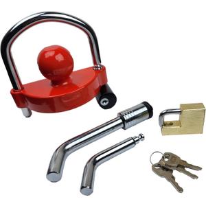 Heavy-Duty Anti-Theft Universal Trailer Hitch Lock Set, Adjustable 5/8" to 1" Latch Lock, Dual Receiver Lock for 1-7/8" to 2-5/16" Couplers