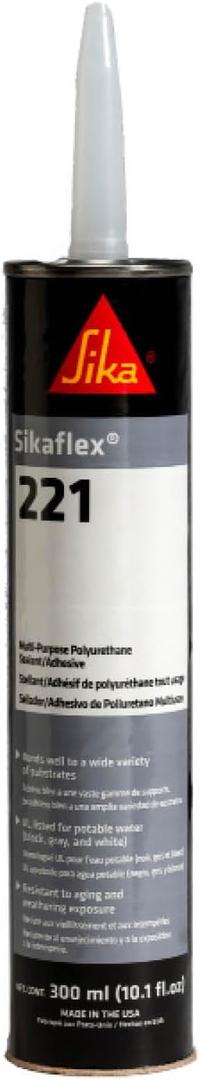 SIKA Sikaflex-221 Multi-Purpose Polyurethane Sealant/Adhesive, 10.1 fl oz, White  Fast-Curing, Permanent Elastic Bond, Weather-Resistant, Sandable & Paintable