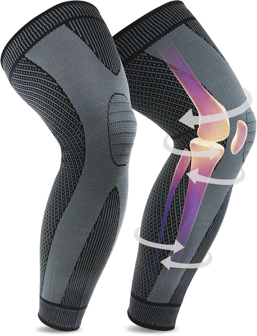 beister Full Leg Sleeve, Knee Braces for Knee Pain Women & Men, Knee Compression Sleeves, Knee Support for Meniscus Tear, ACL, Arthritis, Joint Pain Relief,Sport (Pair) (Large, Black)