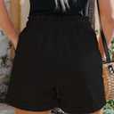 ANFTFH Womens Casual Shorts Summer Drawstring Elastic Waist Comfy Shorts with Pockets (Black, L)