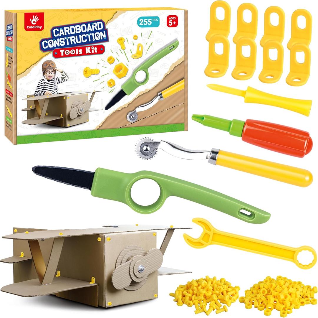 ColoPlay 355 Cardboard Tools for Kids, Cardboard Cutter for Kids, Tools for STEM Educational, Gifts for Boys and Girls Aged 5-12