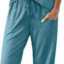 Ekouaer Womens Pajama Sets Cap Sleeve Sleepwear Tops and Long Pants Comfy Pjs 2 Piece Lounge Set with Pockets S-XXL (Large, Blue Green)