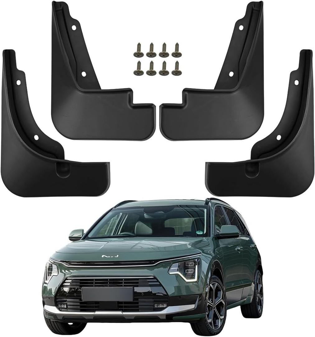 Mud Flaps for 2023 2024 2025 Kia NIRO Hybrid Mud Guards Splash Guards No Drilling Required Front & Rear SUV Set of 4PCS Black Heavy Duty Compatible with NIRO EV MudGuards Exterior Accessories
