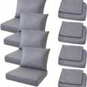 4 Pack Patio Cushion Covers Only, Outdoor Deep Seat Cushion Covers 24x24x4 Inch and Back Pillow Covers 24x20 Inch, Waterproof Fade-Resistant Replacement Slipcovers with Side Zipper (Light grey)