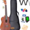 Concert Ukulele with Aquila strings, AAA Mahogany Ukelele for Professional Beginners Teens Adults, 23 Inch Uke Kit with Gig bag, Tuner, Strap, Picks, Ukalalee Gift