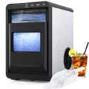 Nugget Ice Maker Countertop, 44LBS/24H Pebble Ice Maker Machine with Soft Chewable Ice, Self-Cleaning Pellet Ice Maker with Pull-Out Water Tank & Removable Ice Basket for Home/Kitchen/Office (Black)