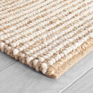 FRELISH DECOR Wool and Jute Premium Handwoven Chunky Stripes Rug - Contemporary Area Rug for Living Room Bedroom (8' x 10' - Natural Ivory)