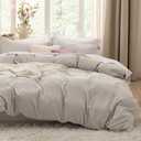 Bedsure Oversized King Duvet Cover - 3 Pieces Prewashed Cotton-Like Polyester Extra Soft Bedding Set, Includes 1 Duvet Cover 120x98 Inches with Zipper Closure & 2 Pillow Shams, Linen, No Comforter