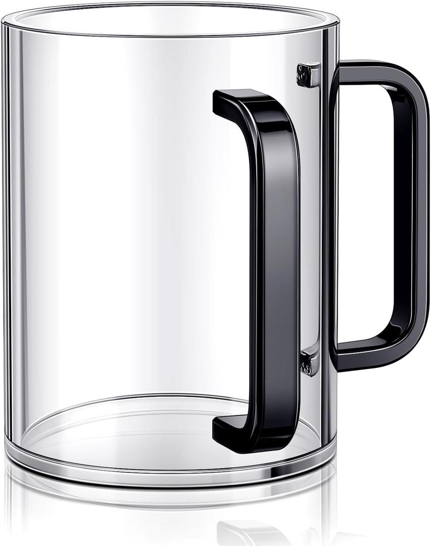 Dingion Judaica Hand Washing Cup with Dual Handles 5" Acrylic Clear Negel Vasser Washing Cup for Netilat Yadayim Jewish Ritual Kohanim(Clear, Black Handle)