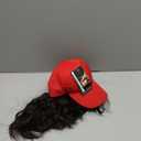 MY-LADY Hat Wig Hat with Hair Attached for Women Baseball Cap with Hair Extensions Adjustable Short Wavy Synthetic Hairpiece 8" Red Cap to 06