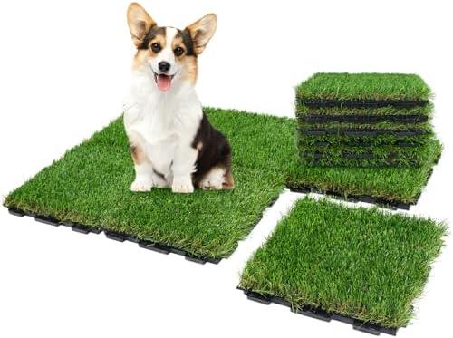 XLX TURF Interlocking Fake Grass Tiles for Dogs Potty Training- 12" x 12" Pet Artificial Grass Squares with Drainage, 6 Pack