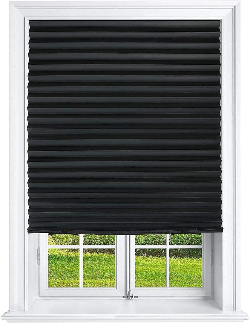 Mirrotek Pleated Window Paper Shades Room Darkening Blinds Black 36" x 69" (Pack of 6 Temporary Shades), One Size