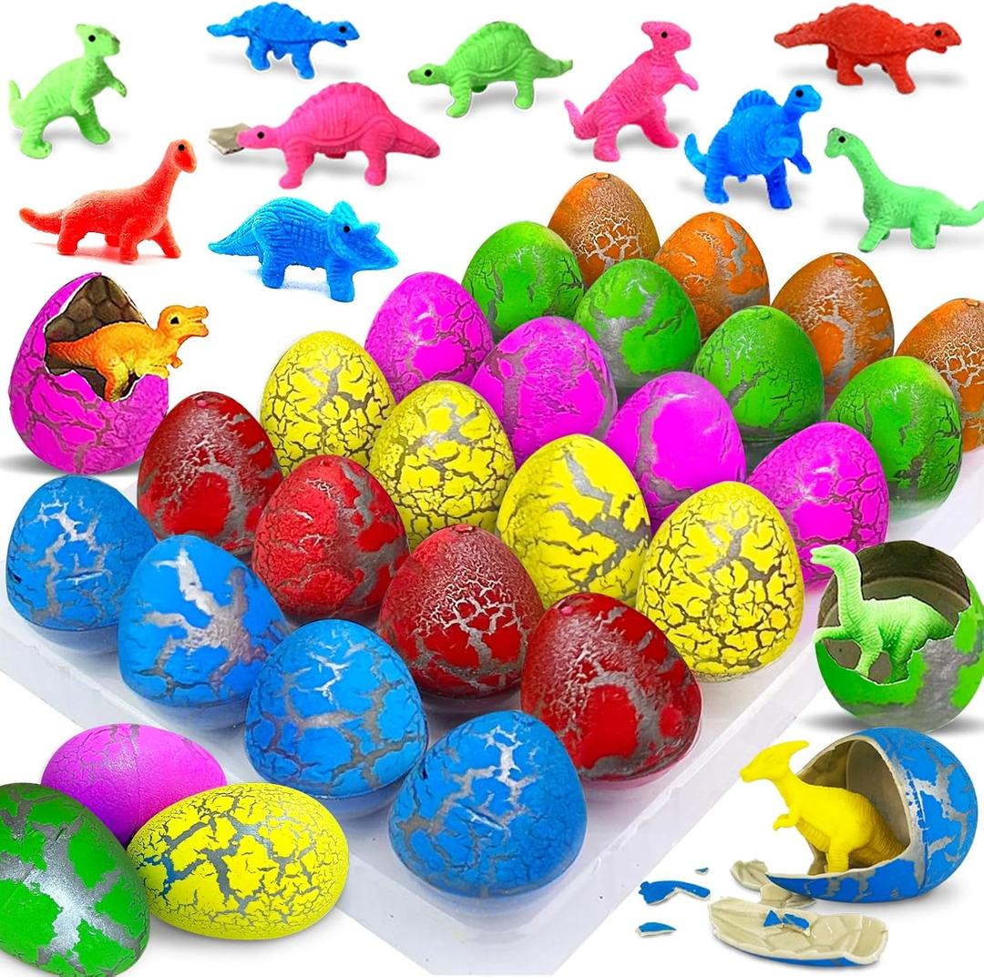 19 Pcs Large Hatching Dinosaur Eggs Easter Party Favors, Easter Egg Filled Toys for Kids Toddlers Grow in Water Dinos Egg Science Kits, Goodie Bag Stuffers, Classroom Prizes, Easter Basket Stuffers (Multicolor)