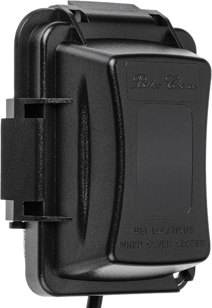 Bates- Outdoor Outlet Cover Weatherproof, Black 1-Gang Outdoor Electrical Outlet Cover Box with Mounting Hardware, Horizontal/Vertical Use