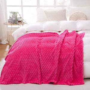 Hot Pink Throw Blanket 50"×70" inches Gifts for Mom Fuzzy 3D Jacquard Decorative Flannel Fleece Super Soft Plush Cozy Blanket for Couch Sofa Chair Lightweight