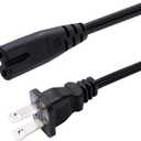 TWTADE 2 Prong 6ft Power Cord AC Wall Plug 2-Slot Polarized 18AWG 10A, 7A 125V Wire PS2/3/4/5 Replacement Extension Cords for Vizio TV, Monitor, Printer, Camera etc I-036