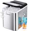 EUHOMY Nugget Ice Maker Countertop, Ready in 8 Mins, 35lbs/24H, Self-Cleaning, Portable Ice Makers Machine with Ice Scoop & Basket, Sonic Ice Maker with Chewable Pellet Ice for Home/Party/RV/Camping (Silver)