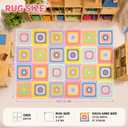 Amylove 7.6 x 12 ft Large Classroom Rug Elementary, Rounded Squares Circle Time Seating Area Rug,Educational Happy Boho Pastel Carpet for Preschool, Kindergarten Daycare, Learning Play Mat, Seats 24