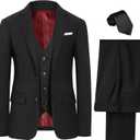 Boys' Formal Suit Set, with Suspenders, Adjustable Waist (Black, 16)