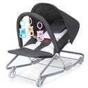 HKAI Rocking Baby Bouncer with Canopy, 2-Mode Rocking & Rolling Infant Seat, Portable Baby Chair for 0-18 Months, Grey