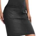 THE GYM PEOPLE Women's High Waist Pencil Jean Skirts Stretchy Denim Skirt | Back Slit, Knee Length, 4 Real Pockets, Pull On, Tummy Control, Slim Fit, Figure hug, for office, Street, Travel, date (Black, L)