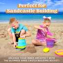JOYIN Foldable Beach Bucket Set - 3 Packs Collapsible Toy Buckets with Shovels and Mesh Backpack for Kids Toddlers Party, Camping Gear, Travelling, Fishing Water Pail (Pink/Purple/Green), Medium, Small
