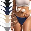 Cotton G-String Thongs for Women Underwear Breathable Stretch Low Rise Panties T-back Sexy Ladies 8 Pack (M)