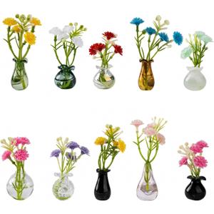 10-Pack Magnetic Mini Bud Vases Gift Set – Mixed Ceramic & Glass Holders for Fridge, Locker & Whiteboard – Upgraded Slam-Proof Magnets – Cute Bulk Gifts for Coworkers, Teachers & Office Decor (Glass)