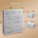 WLIVE Tall Dresser for Bedroom, Fabric Dressers Storage Tower, Dresser & Chest of Drawers Organizer Unit with 11 Drawers, Storage Cabinet, Hallway, Closets, Steel Frame, Wood Top, Light Grey, 11.7"D x 35.6"W x 42.2"H