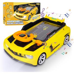 Gifts2U Musical Steering Wheel Racing Car Toy for Kids, with Music and Light Simulated Learning Driving Cars Adventure Toys Competition Game Birthday Gift for Boy Girl Toddler (Yellow)