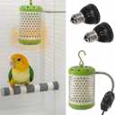 MANON ROSA Bird Cage Heater for Parakeets Chickens Parrots - Thermostatic Socket, No-Light Lamp with 2 Ceramic Bulbs (E27 110V) - Small Pet Winter Warming Equipment(25W&50W)