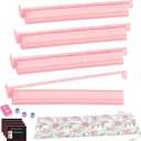 Pink Mahjong Racks with Pushers Set of 4, 18 inches Travel Acrylic Mahjong Tiles Racks with Bag, Mahjongs Cards, Dices, Wind Indicator, American Mahjongs Set Accessories, Gifts and Supplies, Large
