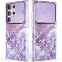 Chvelop for Samsung Galaxy S23 Ultra Case with Slide Camera Cover, Samsung S23 Ultra Case Shockproof Slim Thin Lightweight, Chic Glossy Fade-Resistant Pattern Phone Cases Cover for S23 Ultra, Purple (Violet)