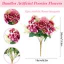 Olgaa 12 Bundles Peonies Artificial Flowers Silk Flowers Fake Peony Bouquet Faux Peonies Flowers Bulk for Wedding Decor Centerpiece Table Decorations (Purple Red)
