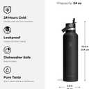 Hydro Flask Water Bottle - Insulated Stainless Steel - Straw Lid, Non Spill, Leakproof in 24 Oz Cloud Pink