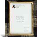 Handicrafts Home Horn Inlay Shagrin Picture Frame Black Brown Engraved Art Carved Picture Frame for Portaretratos, Vintage Farmhouse Photo Frame for Family Pictures, Brown - 5x7