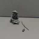 livelyfish Mini Fisherman Statue Asian Zen Decoration Sitting Fishing Figurines Sandstone Vintage Ornament for Aquarium Fish Tank Pot Garden Home Japanese Decor (A2)