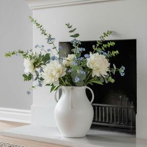 Nordic Minimalist 12 Inch Tall White Ceramic Vase, Modern Flower Vase for Dried Pampas Grass and Fresh Bouquets, Elegant Tabletop Centerpiece for Living Room, Shelf, or Entryway Decor