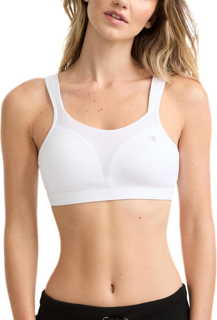 Champion Women's Sports Bra, High-Impact, Maximum Support, Breathable, Moisture-Wicking Fabric, White, 34D
