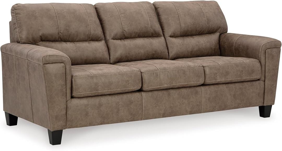 Signature Design by Ashley Navi Modern Queen Sofa Sleeper with Removable Cushions, Dark Brown