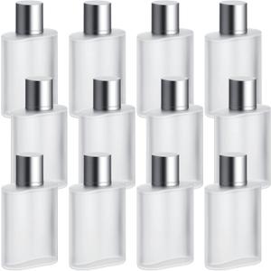 Tessco for you 12 Pcs 100ml / 3.4 Ounces Frosted Glass Bottle Perfume Atomizer Refillable Spray Empty Perfume Dispenser Fine Mist Atomizer Cosmetic Container for Travel Men Women (Silver Gray)