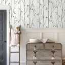 Timeet Green Leaf Wallpaper 16" x 197" Boho Floral Peel & Stick Removable Wallpaper for Bathroom, Bedroom, Kitchen, Accent Wall, etc. (White and Green)