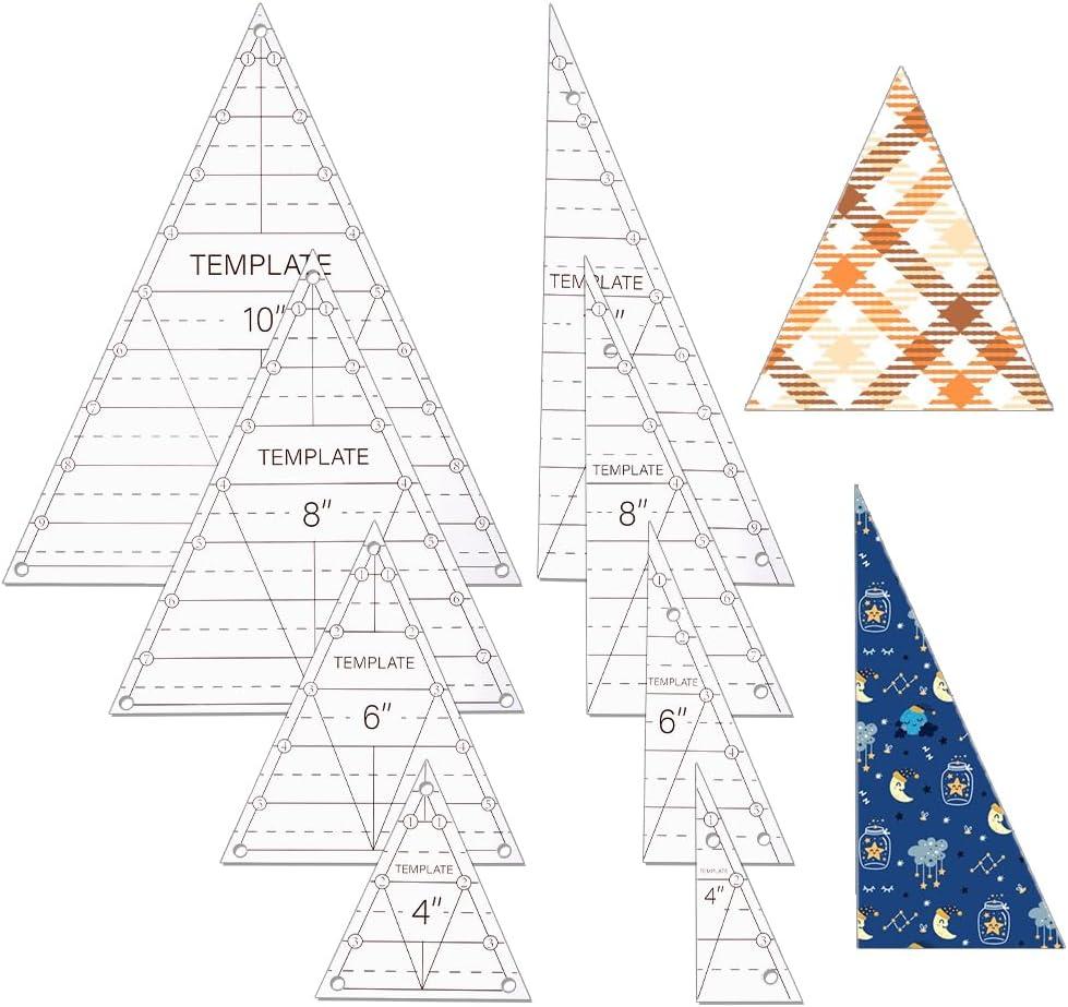 UNICRAFTALE 8 Pcs Triangle Quilting Template Triangle Rulers for Quilting Transparent Acrylic T-Shirt Rulers Clear Acrylic Quilt Templates for Cutting Sewing Patchwork Cutting Pattern DIY Craft